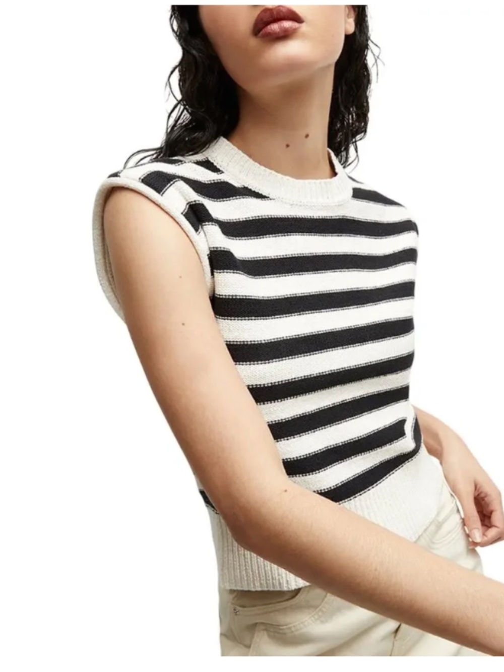 Veronica Beard Vera Striped Cotton Vest ( Vera Sweater)
